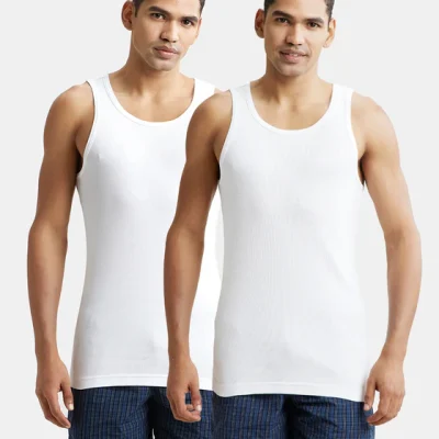 Jockey White Modern Ribbed Vest (Style #8823) (Pack of 2)