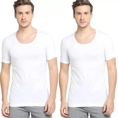 Dixcy Scott Clasz Round Neck Half Sleeved Vest White For Men (Pack of 2)