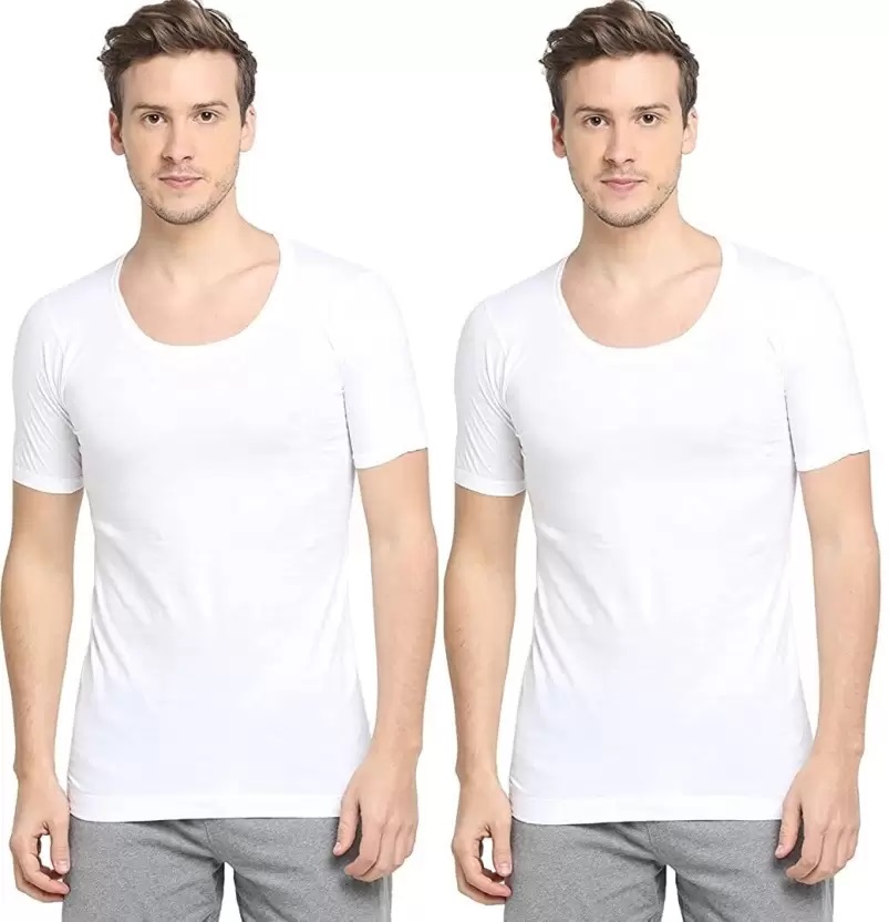 Dixcy Scott Clasz Round Neck Half Sleeved Vest White For Men (Pack of 2)