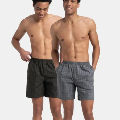 Jockey Cotton Woven Checkered Boxer Shorts with Side Pocket (Pack of 2) (Style #1223)