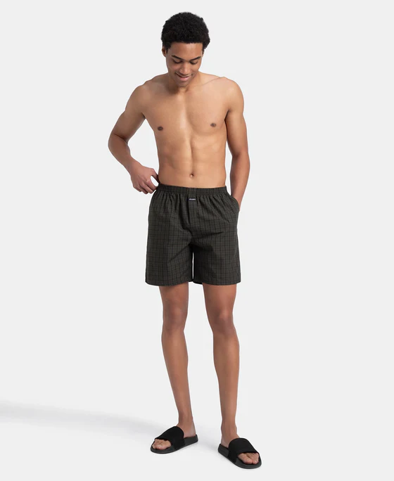 Jockey Cotton Woven Checkered Boxer Shorts with Side Pocket (Pack of 2) (Style #1223) - Image 4