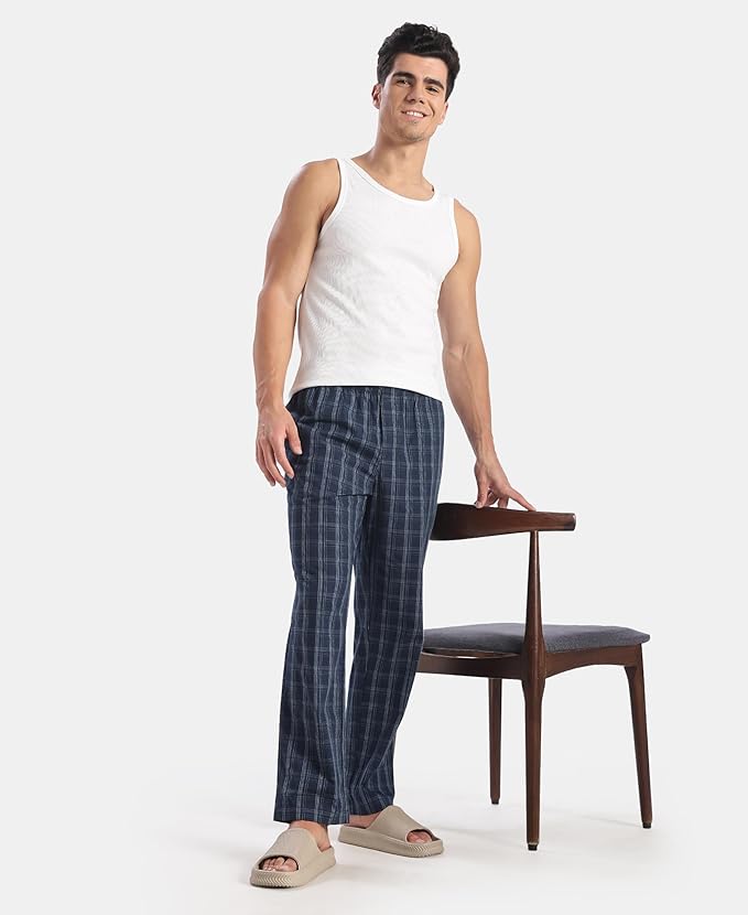 Jockey Super Combed Cotton Woven Fabric Regular Fit Checkered Pyjama with Side Pockets (Style #9009)
