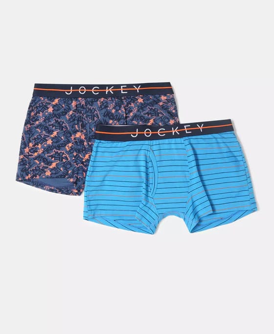 Jockey Juniors Super Combed Cotton Elastane Stretch Printed Trunk with Front Open Fly and Ultrasoft Waistband (Pack of 2) (Style #NB02) - Image 7