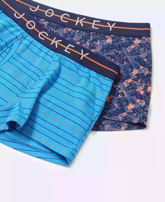 Jockey Juniors Super Combed Cotton Elastane Stretch Printed Trunk with Front Open Fly and Ultrasoft Waistband (Pack of 2) (Style #NB02) - Image 4