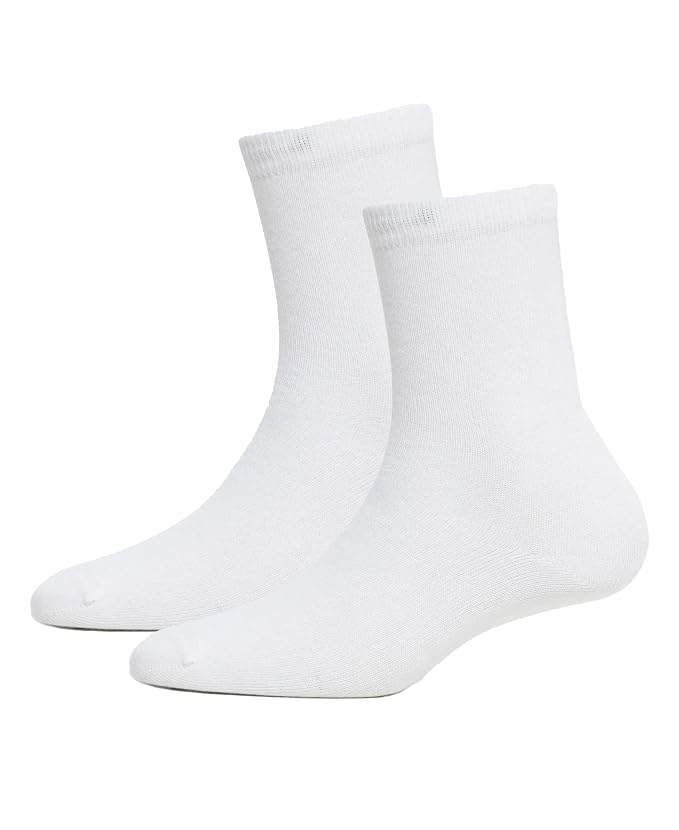 Jockey Kid's Cotton Stretch Solid Calf Length Socks White (Style #7800)