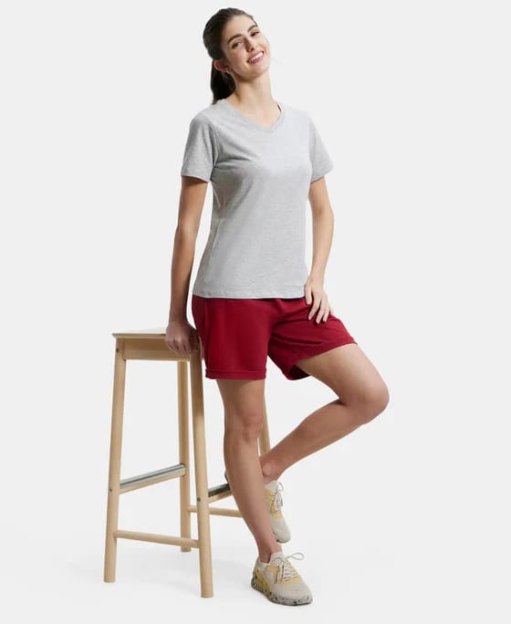 Jockey Women Cotton Rich Regular Fit Shorts with Side Pockets (Style #AW23)