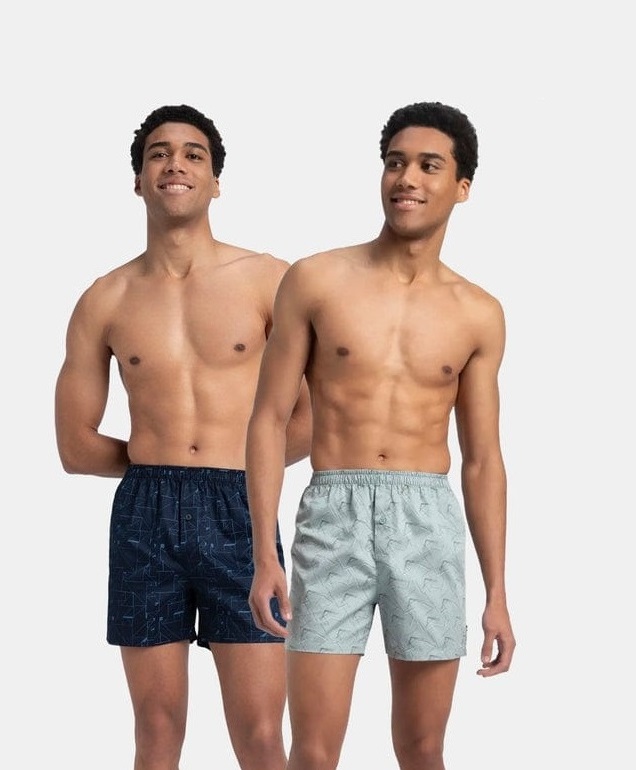 Jockey Mercerized Cotton Woven Printed Inner Boxers (Pack of 2) (Style #8222)