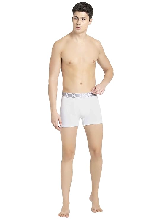 Jockey Trunk Tactel Microfiber Elastane Stretch Solid with Moisture Move Properties White (Style #IC28)