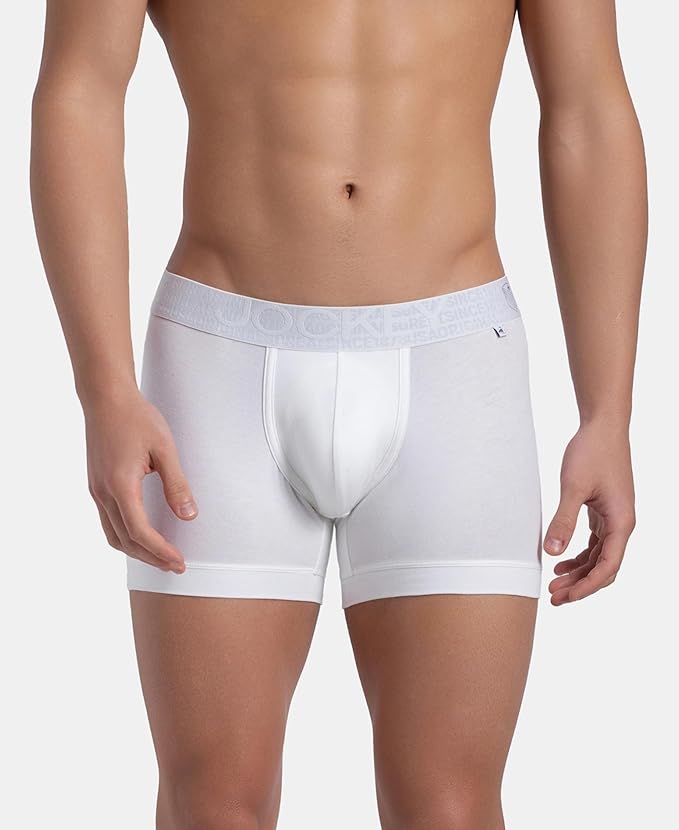 Jockey Trunk Super Combed Cotton Elastane Stretch with Ultrasoft Waistband White (Pack of 2) (Style #US60) - Image 5